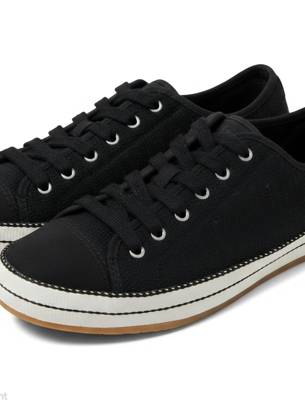 UGG Men's Black Canvas Low-Top Sneakers with White Trim